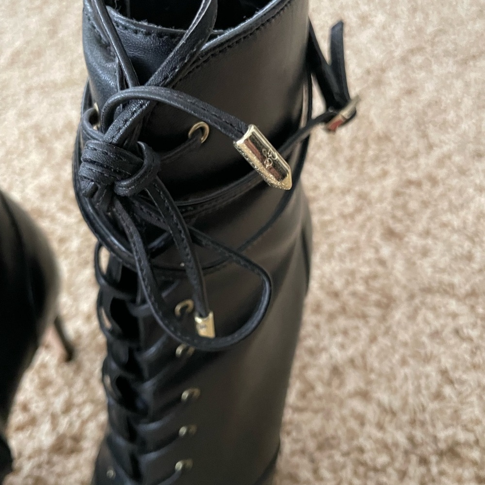 Same Edelman Pointy Toe Lace Up Bootie 7.5 Black - Picture 3 of 12